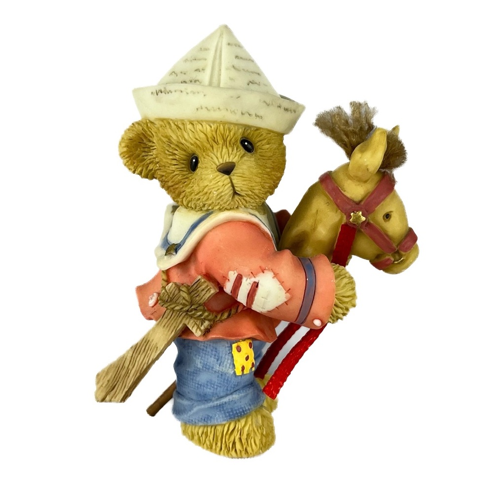 Cherished Teddies Figurine with Red and Blue Accents